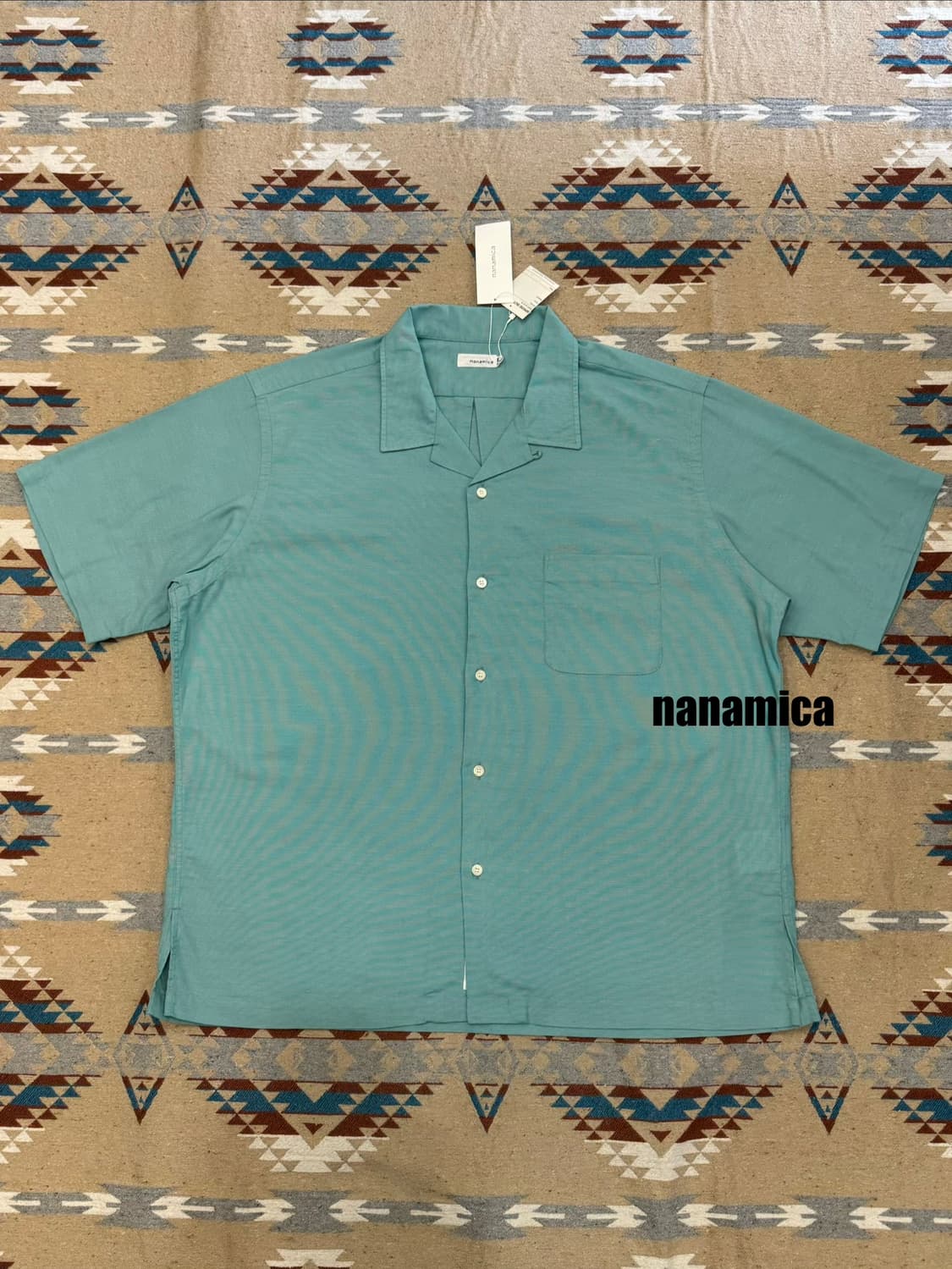[XL][110] 나나미카 오픈카라 파나마 숏슬리브 셔츠 민트 상품이미지1