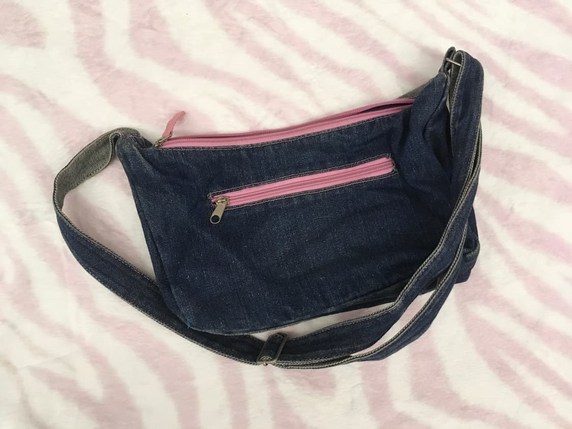 헤이세이 데님 체크 레터링 숄더백 핀터레스트 갸루 키치 상품이미지3