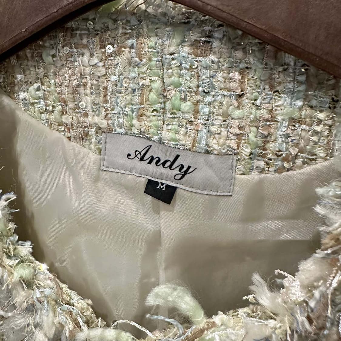 JPN VINTAGE 트위드 자켓 라운드넥 프린지 디테일 아이보리 상품이미지6