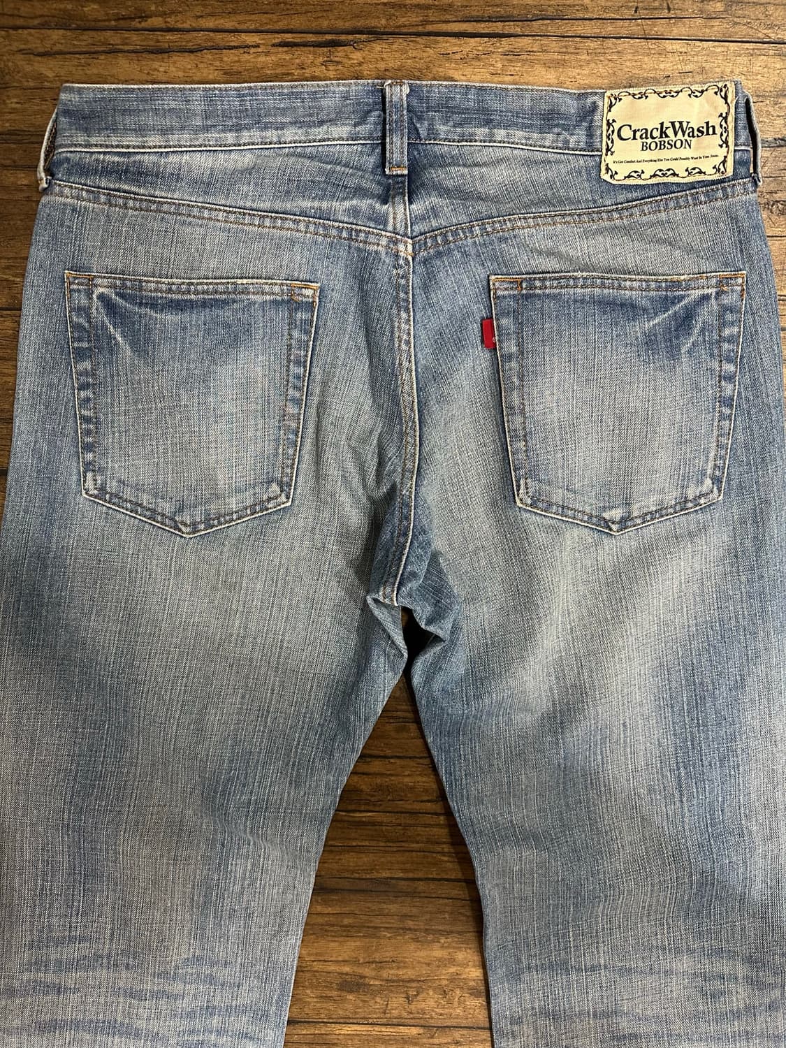 밥슨 BOBSON Crack Wash 연청 워싱 데님 팬츠 35인치 일본 상품이미지3