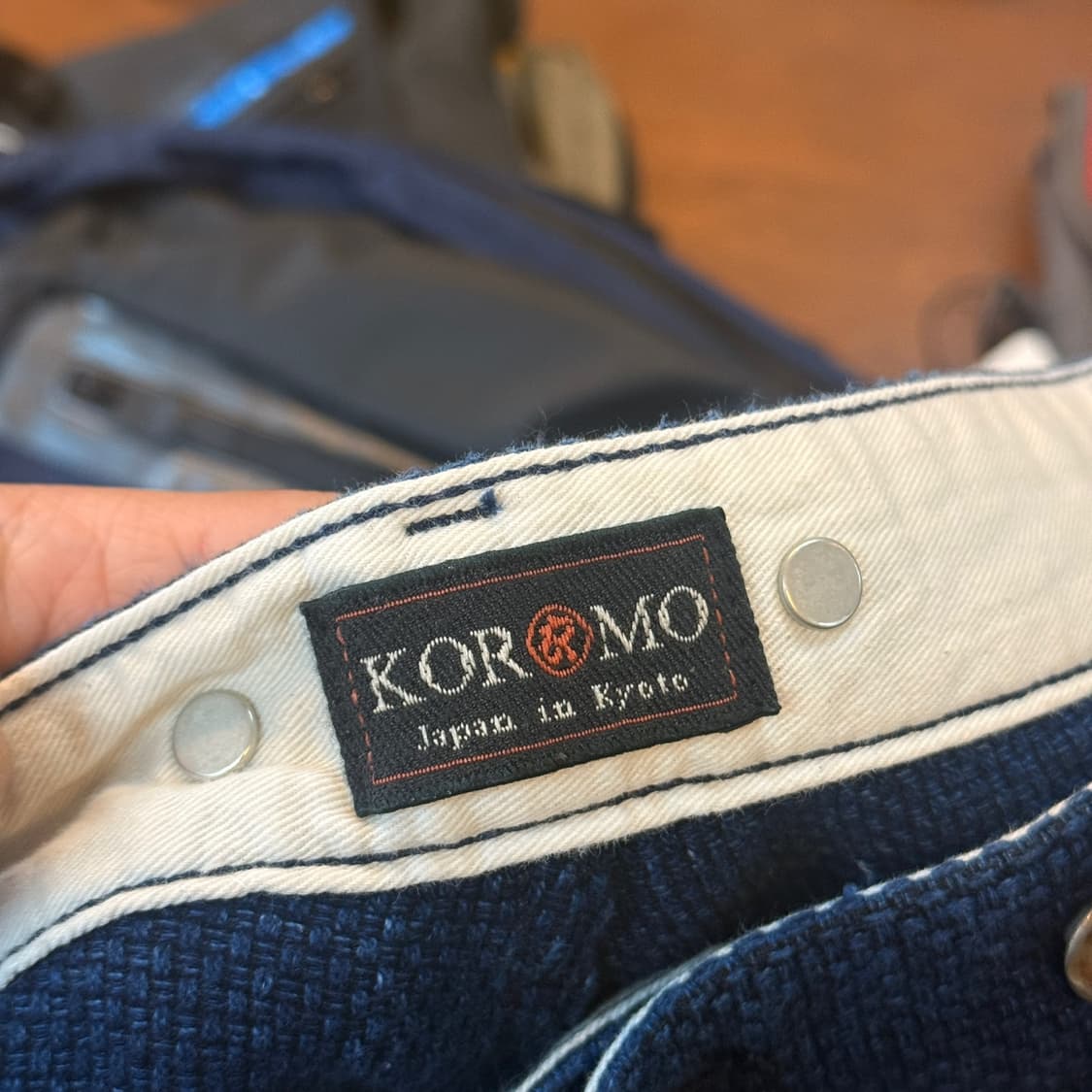 Koromo Kyoto 일본 인디고 풀 더블니 카펜터 사시코 팬츠 상품이미지6