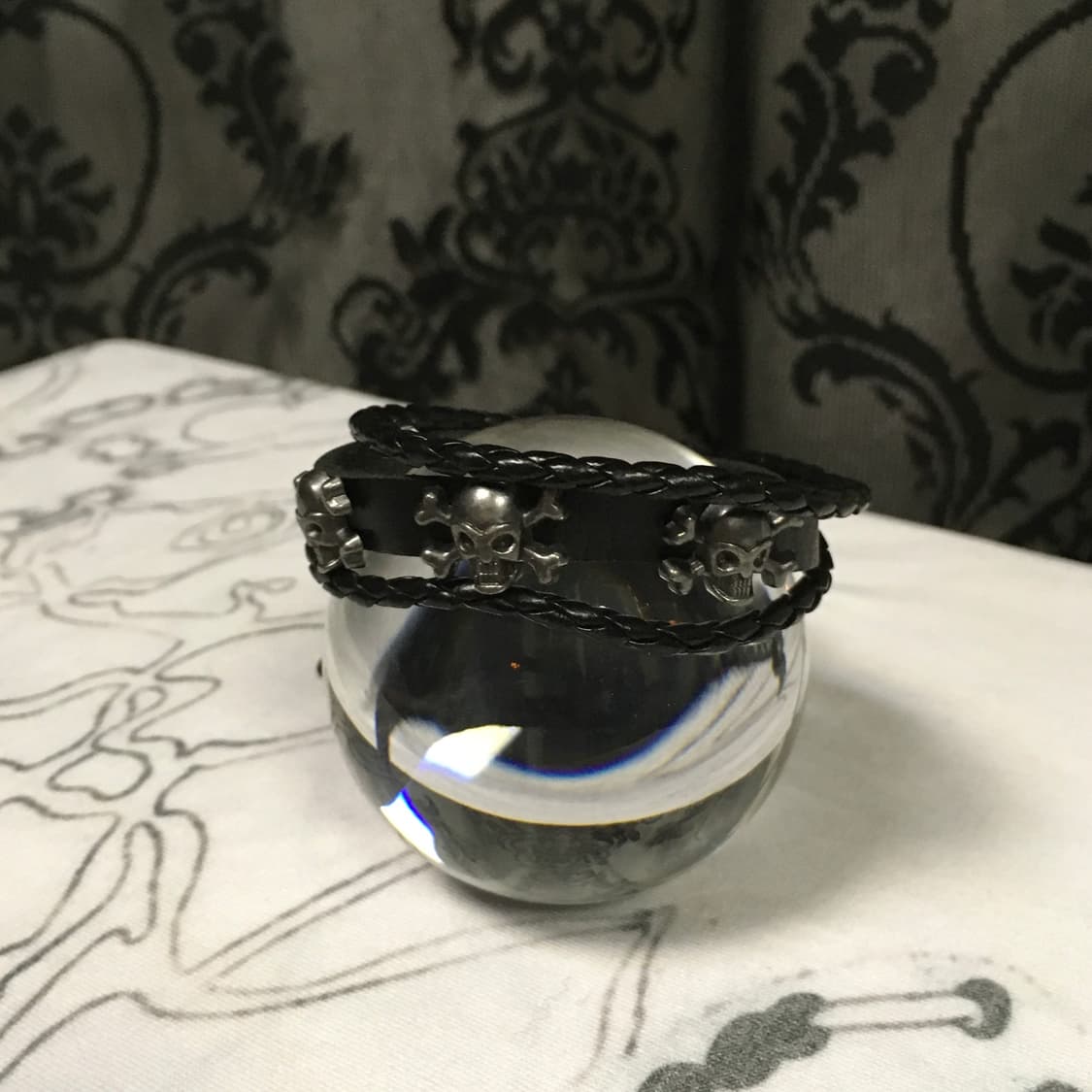 빈티지 나나 펑크 락시크 핀터레스트 해골 스컬 꼬임 레더 가죽 팔찌  상품이미지6