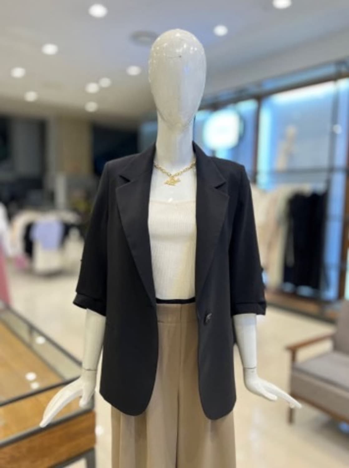 [듀엘] 원버튼 7부 자켓 (블랙 / 55) 상품이미지1