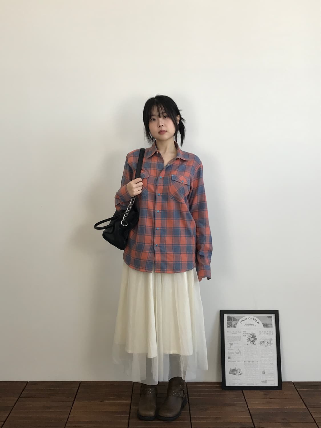 Navy Jeans Check Flannel Shirt 상품이미지1