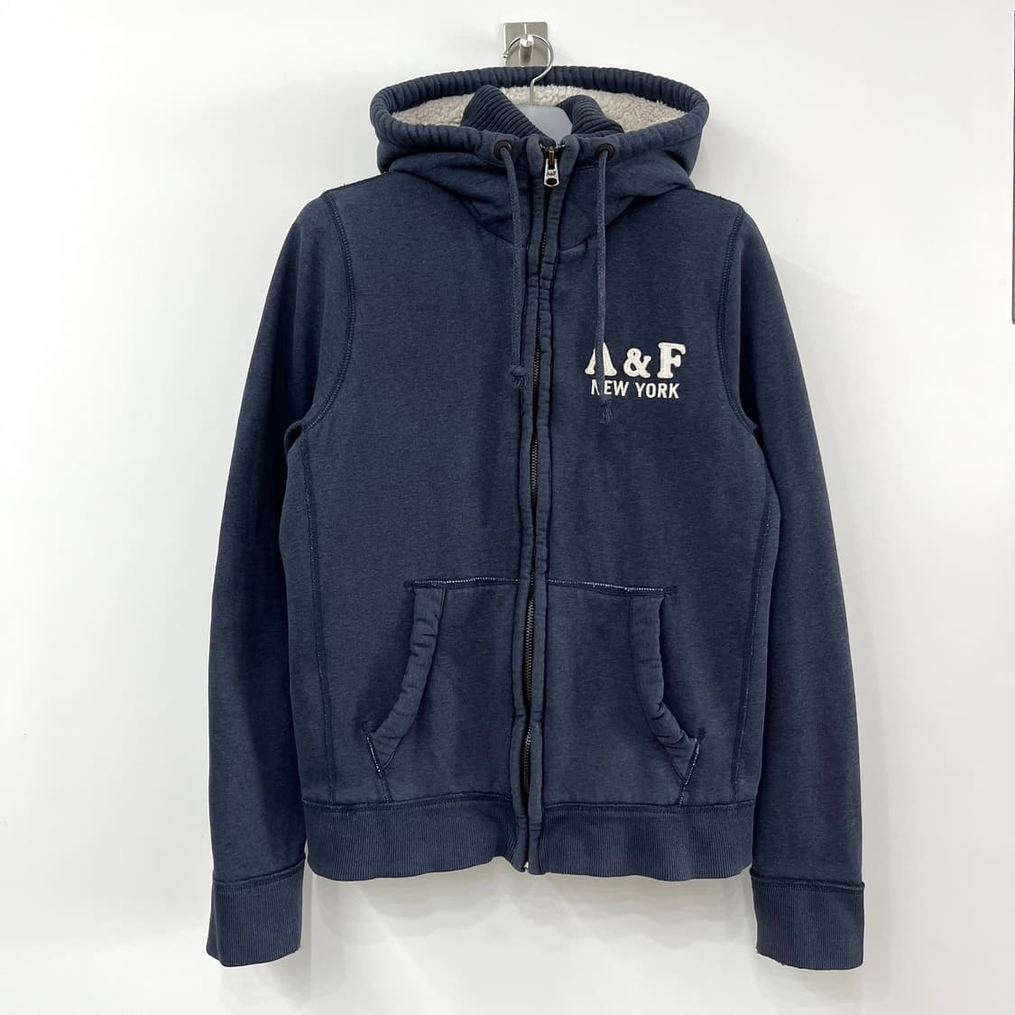 아베크롬비 자수로고 양털안감 네이비 후드집업 상품이미지2