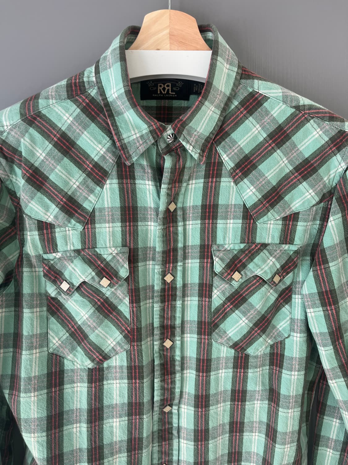 RRL 더블알엘 민트 플래드 웨스턴 셔츠 (M) 상품이미지2