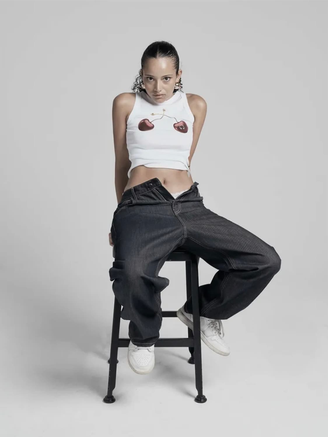 ODOR Logo drop denim in white 상품이미지4
