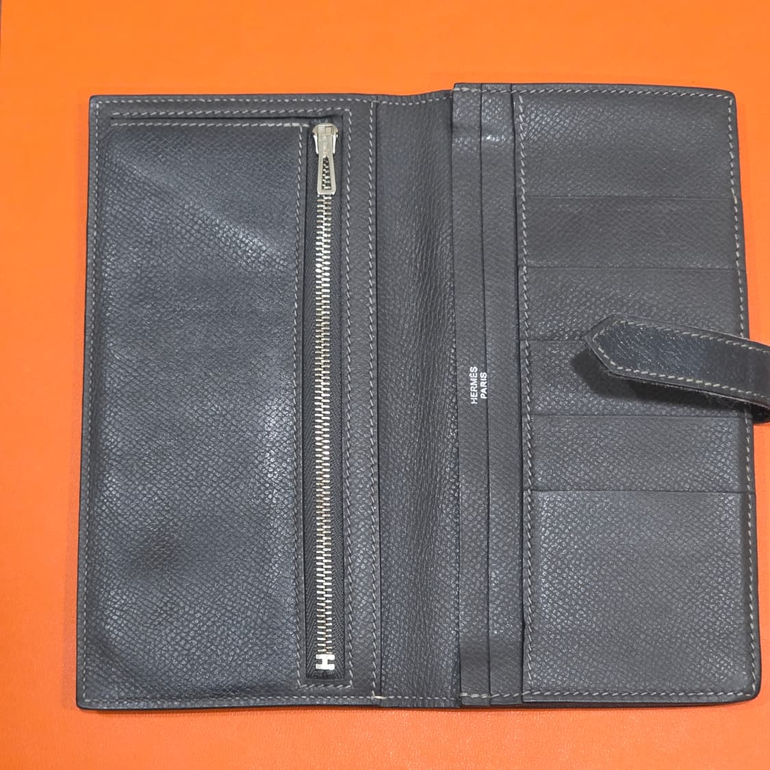 에르메스 베안 엡송  그레이 은장 장지갑 ㅁJ각인 상품이미지2