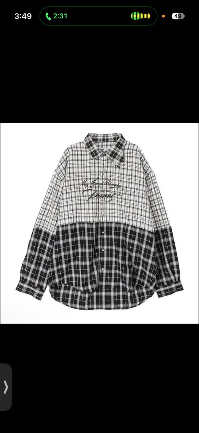 C2H4 오버사이즈 투톤 블랙&화이트 플란넬셔츠/ M 상품이미지1