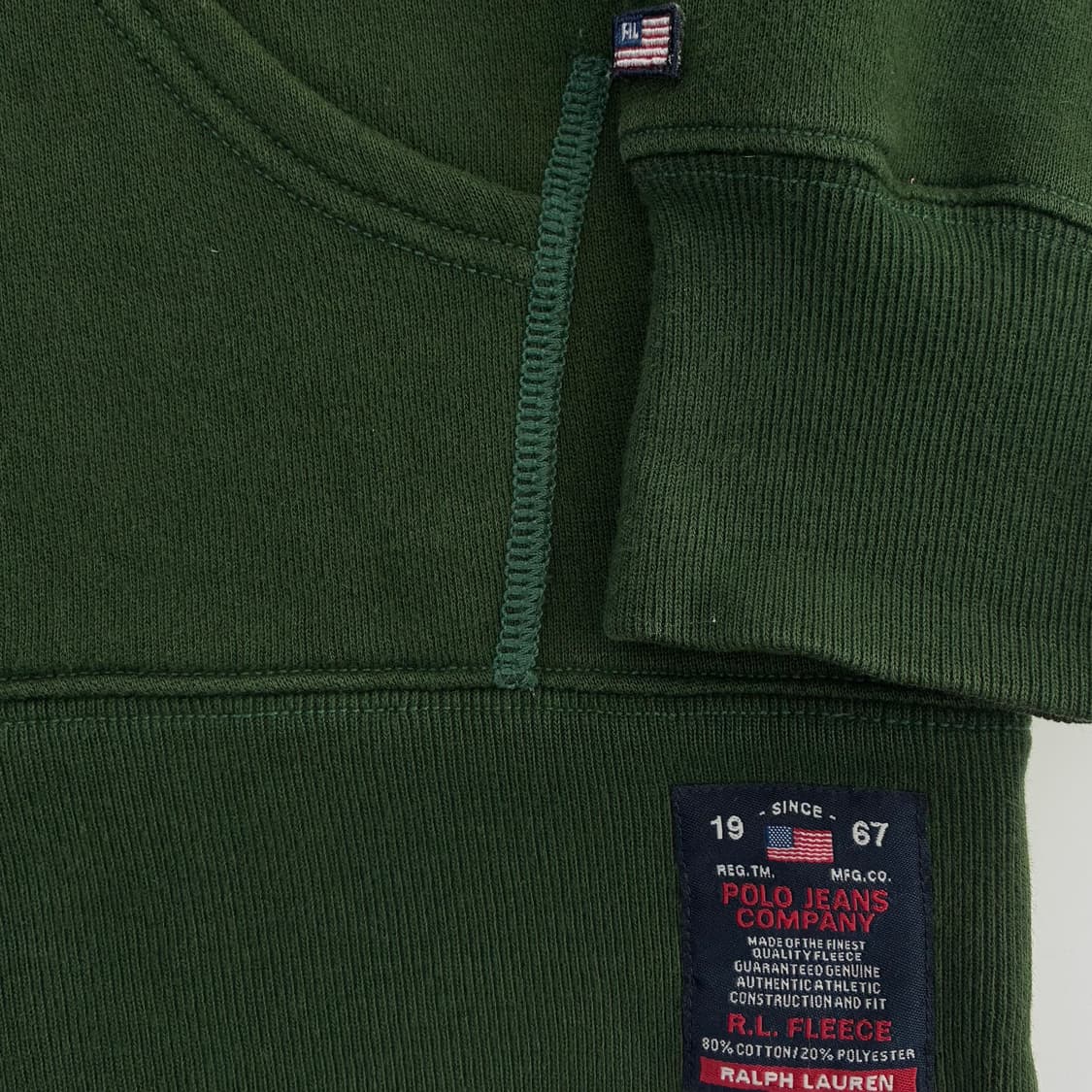 Polo  폴로 랄프로렌 진스 90,s 스팰 자수 그린 후드티 상품이미지2