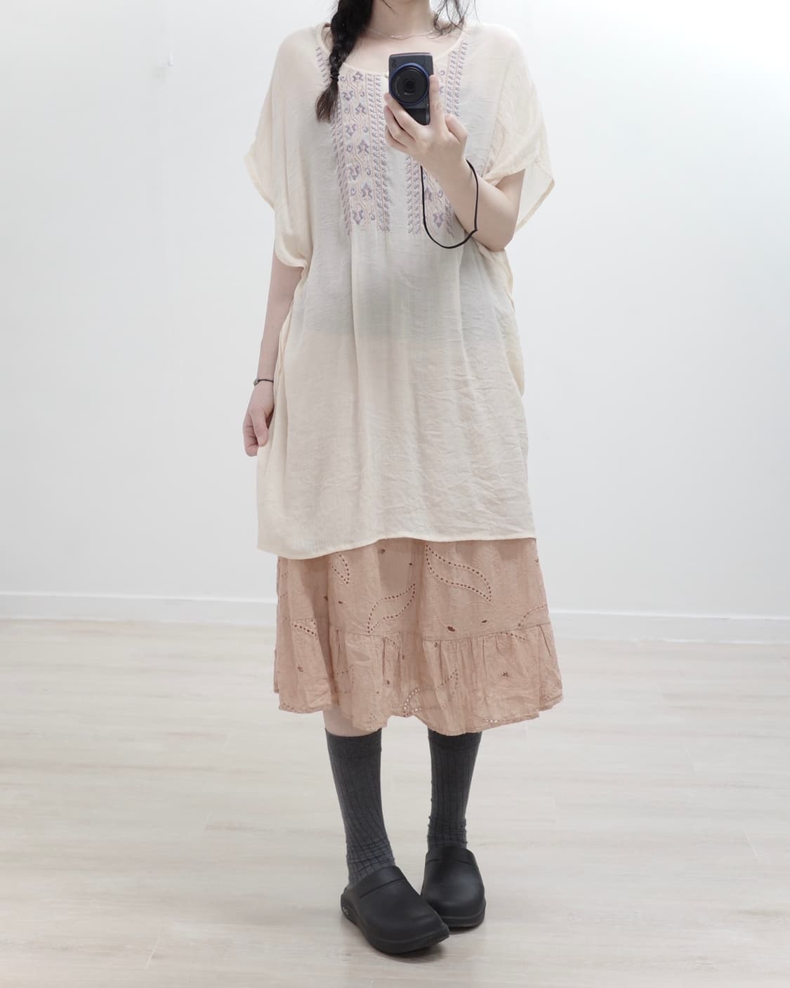 Light peach hippy blouse 상품이미지2