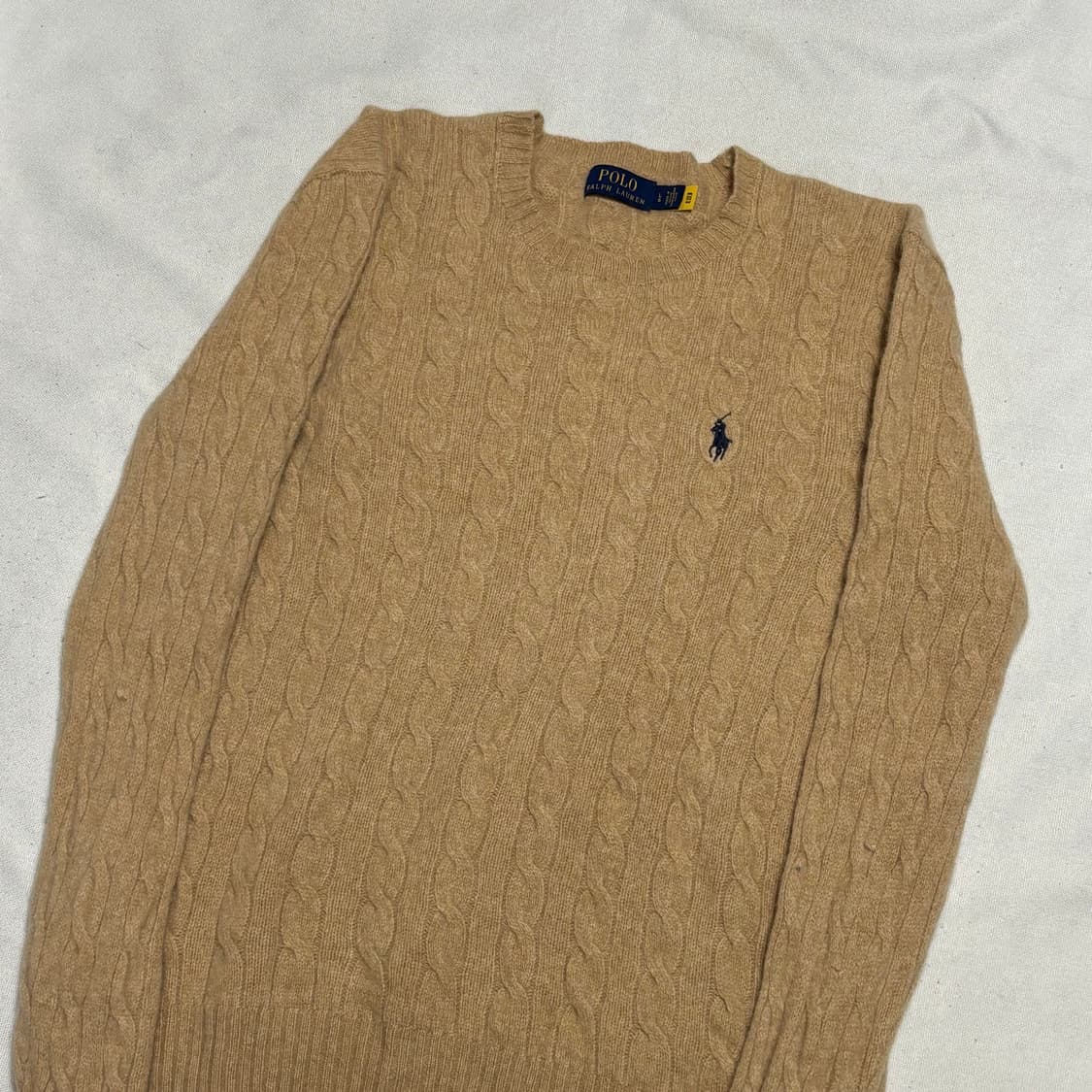 L 폴로랄프로렌 네이비 포니 베이지 캐시미어 케이블 니트 상품이미지1