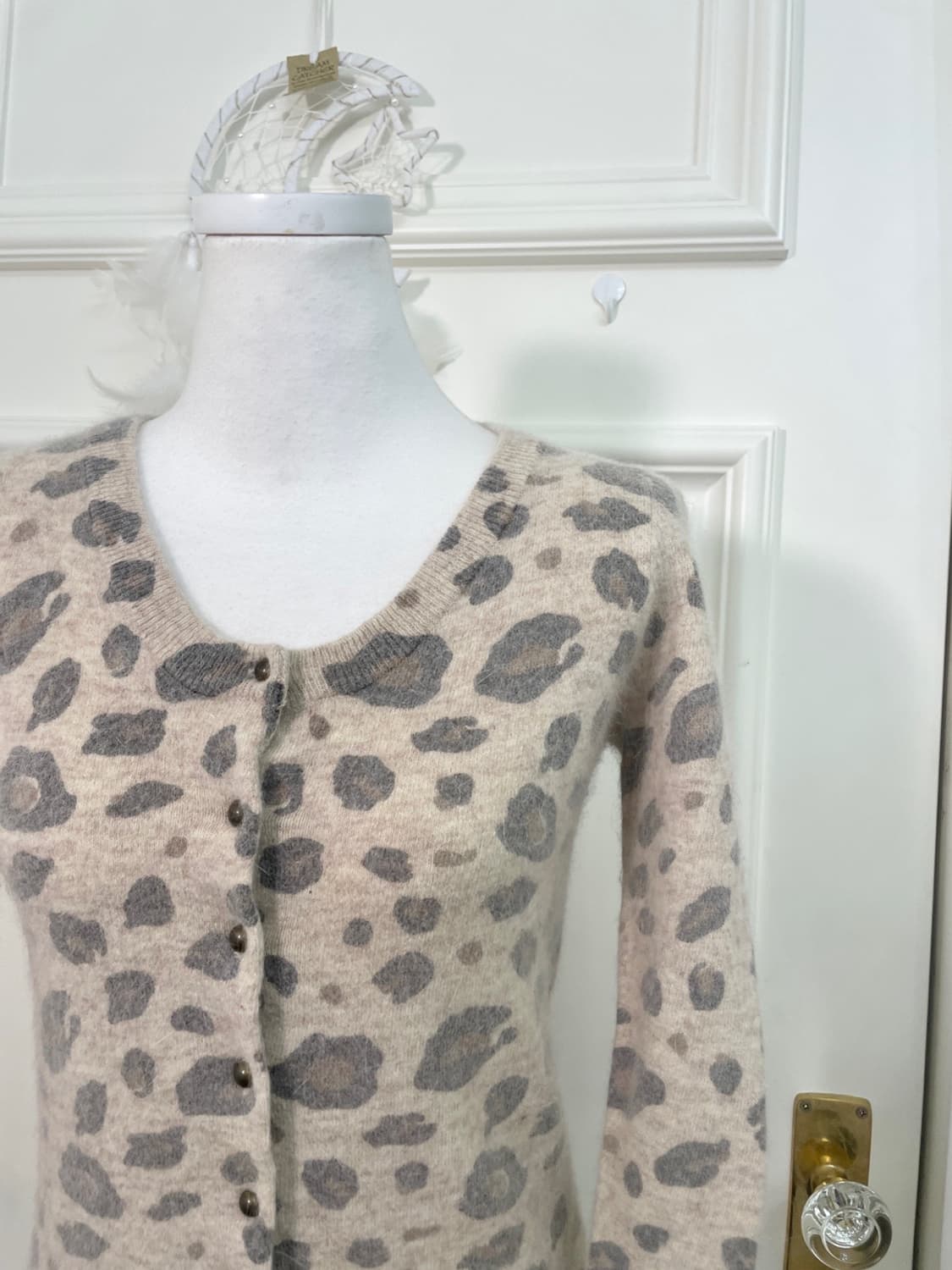 beigegray leopard slim wool angora cardi 상품이미지6