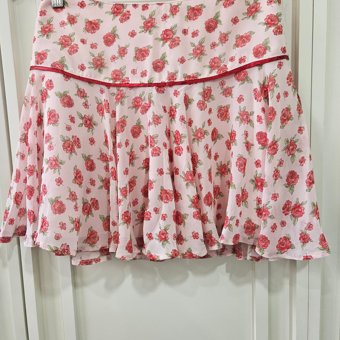 플라워 핑크 쉬폰 플레어 스커트 상품이미지3