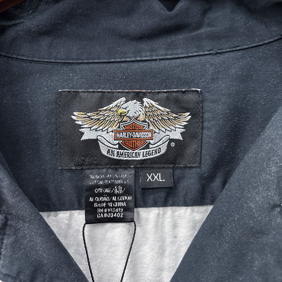 00s 할리데이비슨 빅 플레임 스컬 고딕 레터링 바이커 셔츠 N1187 상품이미지9