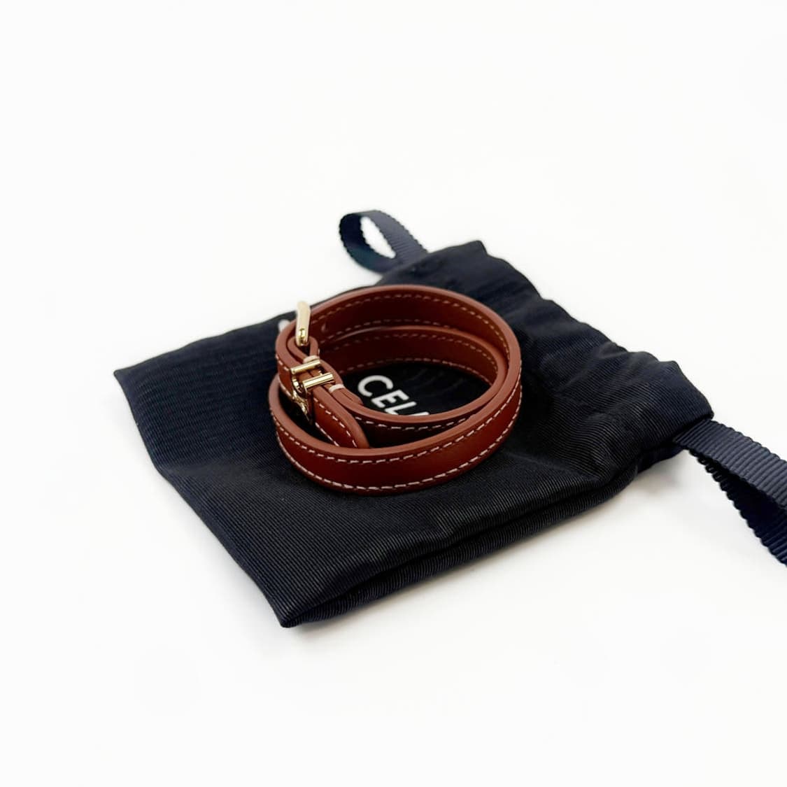 (정품 100%) 셀린느 트리오페 레 퀴르 더블 가죽 팔찌 460SF3B 상품이미지2