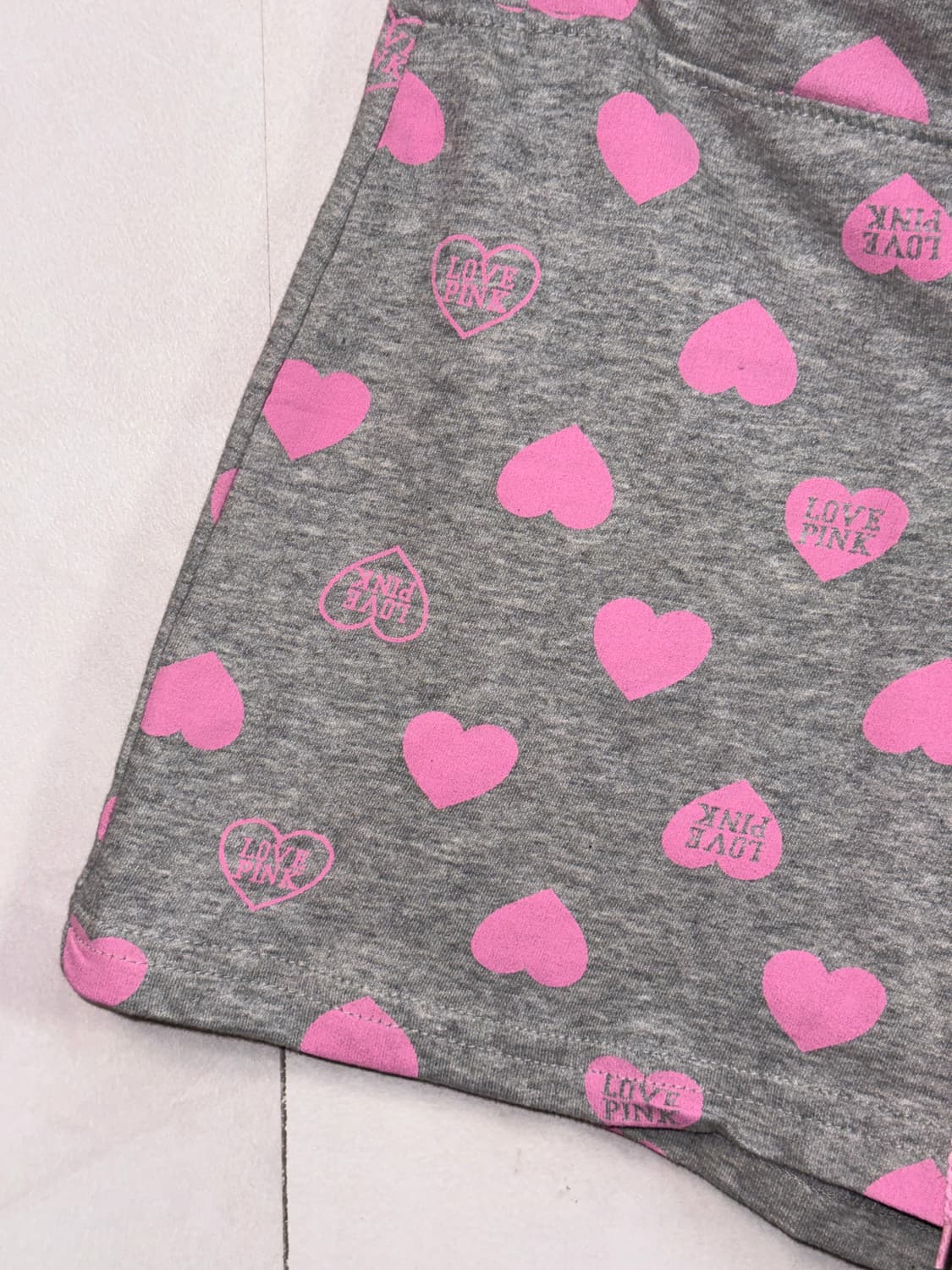 Pink gray heart logo sweat shorts 상품이미지3