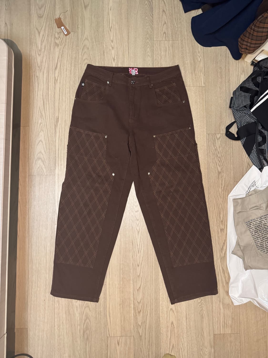 스타팀 Star Team 카펜터 더블니 워크팬츠 브라운 상품이미지1