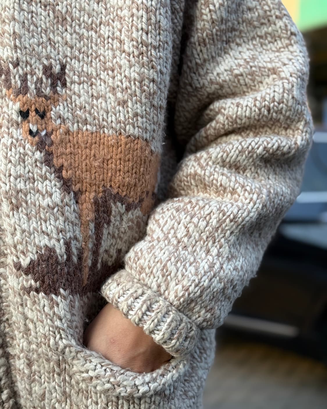 (50‘s 탈론 지퍼) 빈티지 사슴 패턴 코위찬 스웨터 105-107 상품이미지9