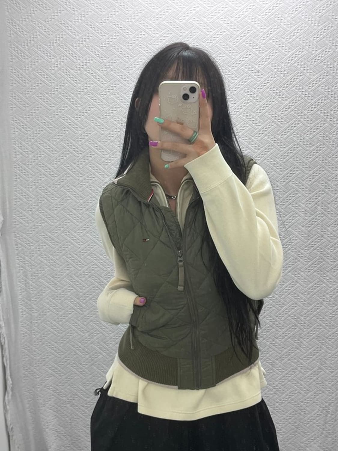 타미힐피거 슬림핏 말차카키 경량 패딩 조끼 S C07287 상품이미지1