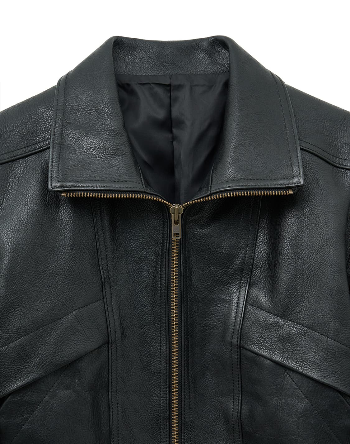 [50] 노이어xKKST 엔틱 카우 레더 하이넥 블루종 블랙 상품이미지3