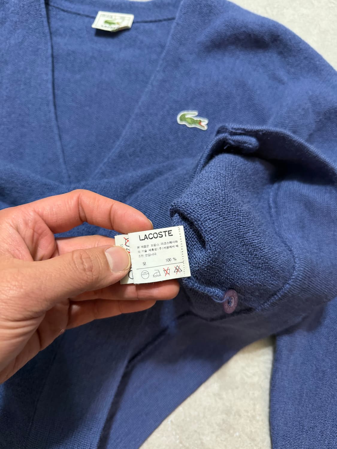 90s 라코스테 서광 퓨어 울  빈티지  니트 가디건 100size   상품이미지5