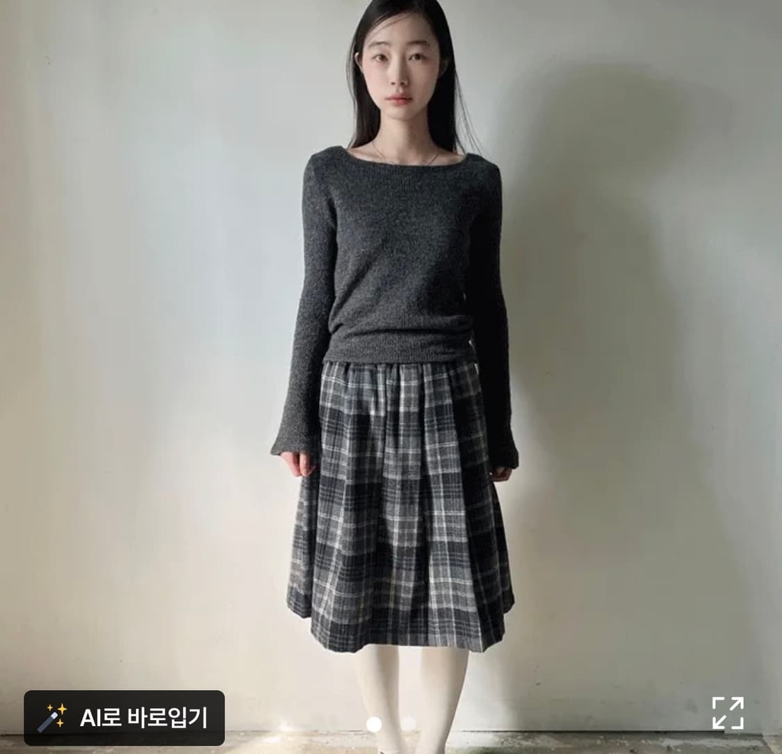 김아홉 헤이즐 미디 스커트 체크 모리걸 치마  상품이미지1