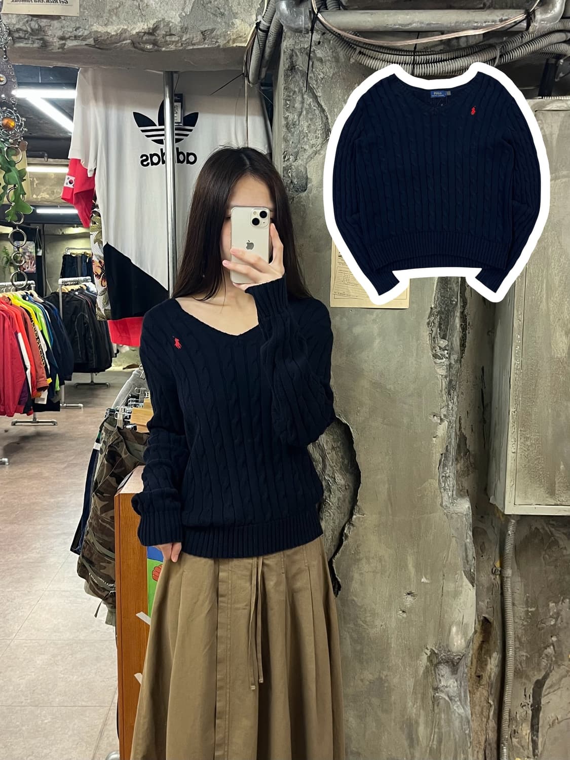 폴로 랄프로렌 브이넥 니트 네이비 S #csz1472 상품이미지1