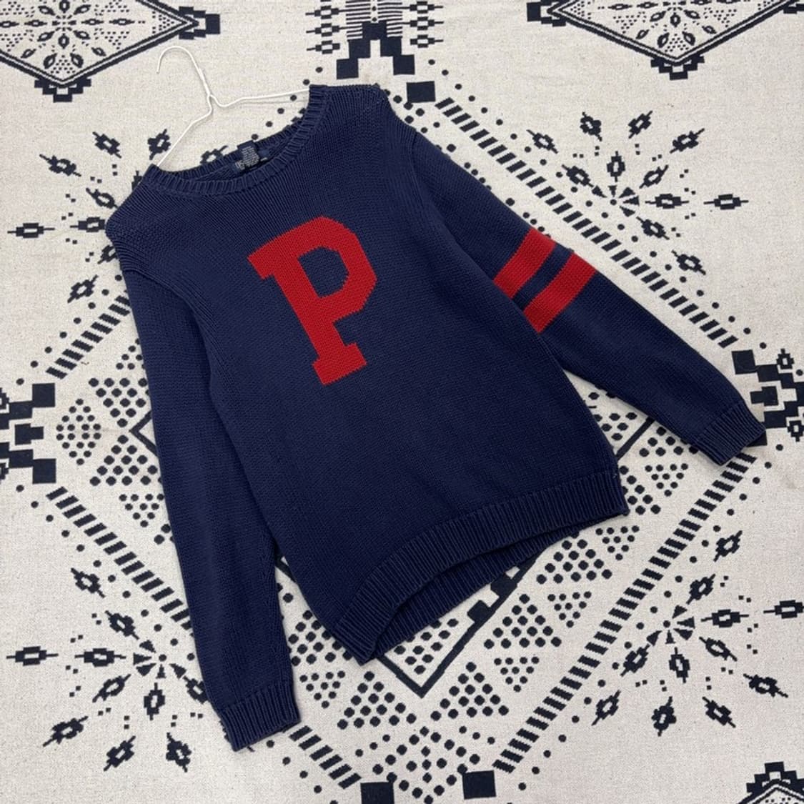폴로 랄프로렌 90s 빈티지 빅로고 코튼 니트 스웨터 L P00035 상품이미지1