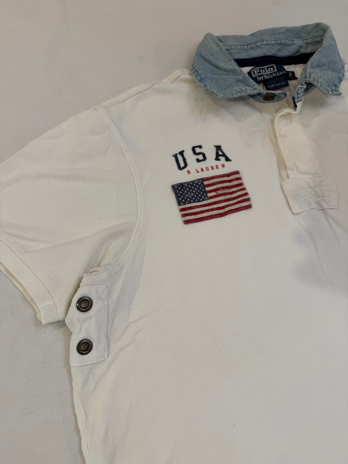 폴로 빅포니 데님 카라 치프키프 성조기 카라티 화이트 상품이미지3