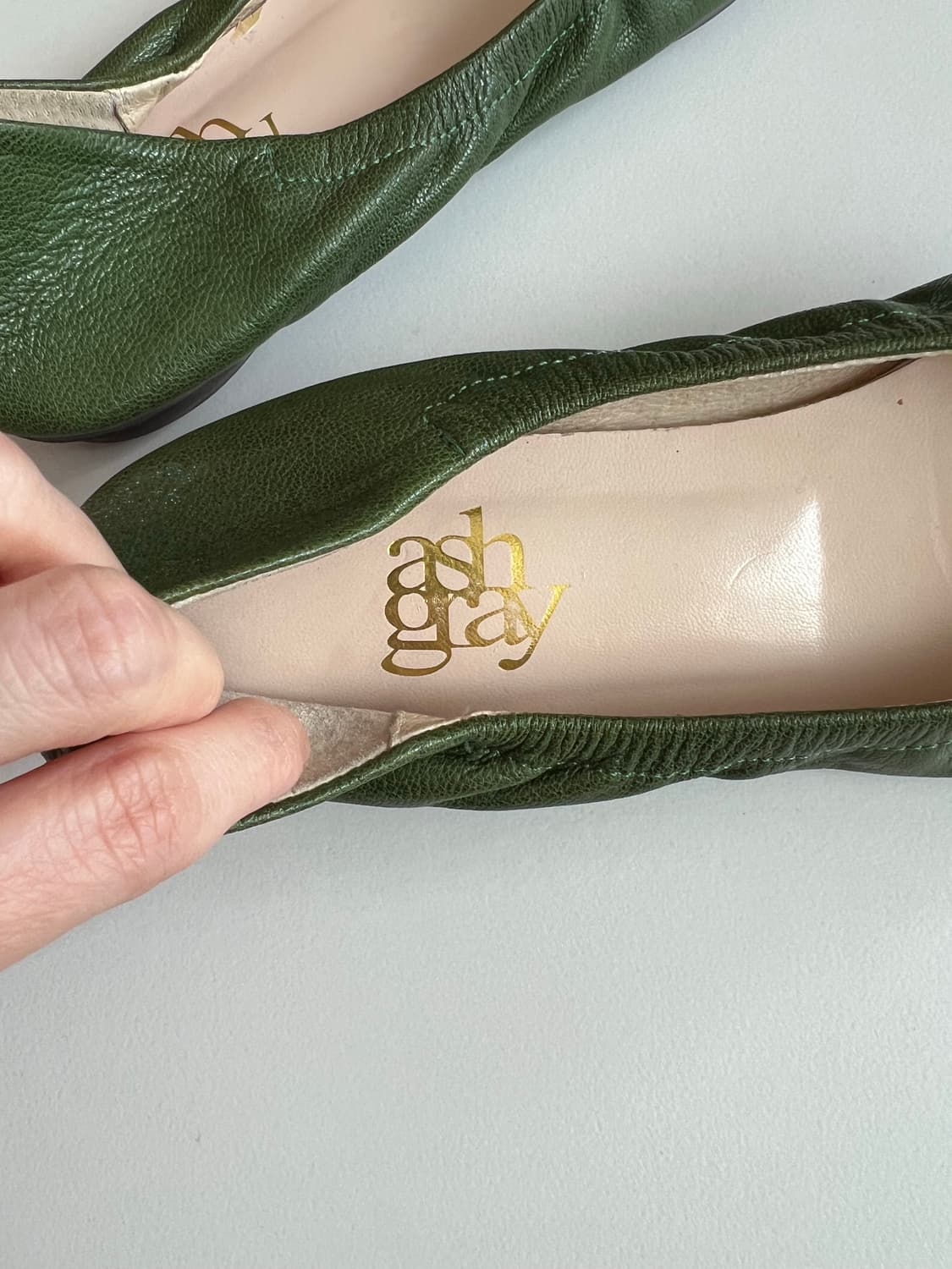 올리브 그린 가죽플랫 상품이미지6