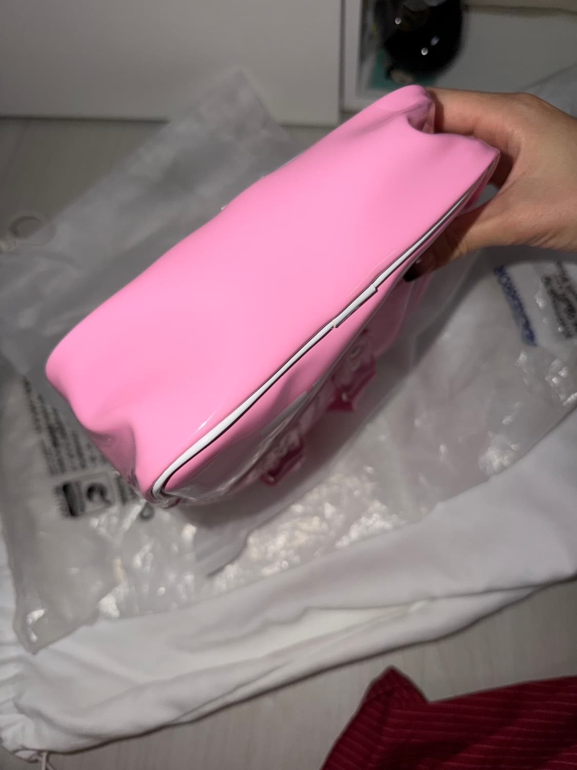 꼼데가르송 걸 에나멜 토트백 핑크 상품이미지3