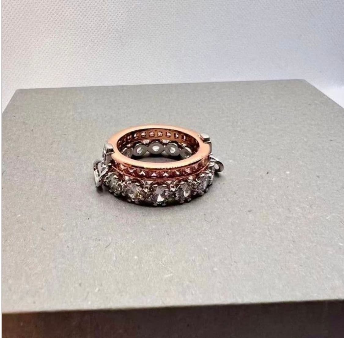 비비안웨스트우드 아카이브 실버 크리스탈 orb 로즈골드 2단 레이어 링 상품이미지2