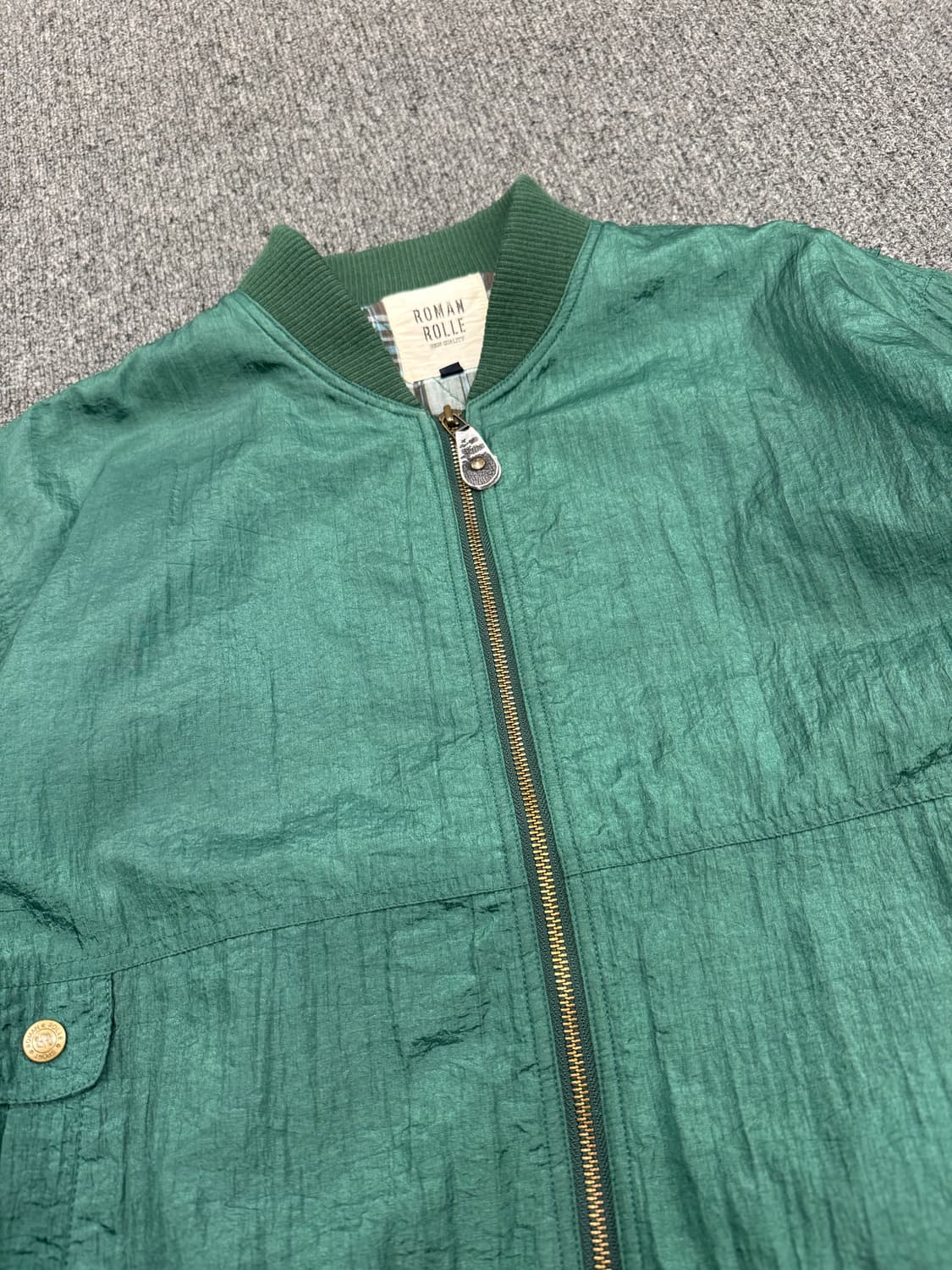 OS)Roman Rolle 빈티지 체크 퀼팅 lining 블루종 패딩 자 상품이미지2