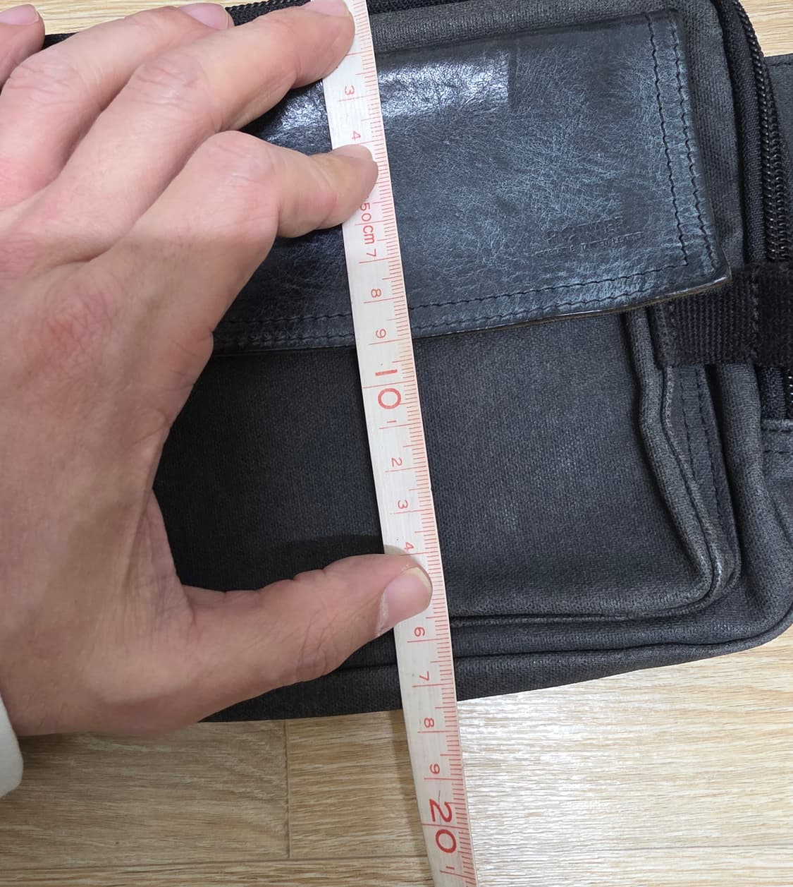 PORTER 블랙 가죽x캔버스 힙색 상품이미지9