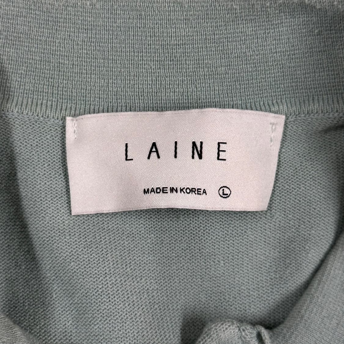[L] 레인(LAINE) 린넨 혼방 카라 반팔 니트 민트 상품이미지5