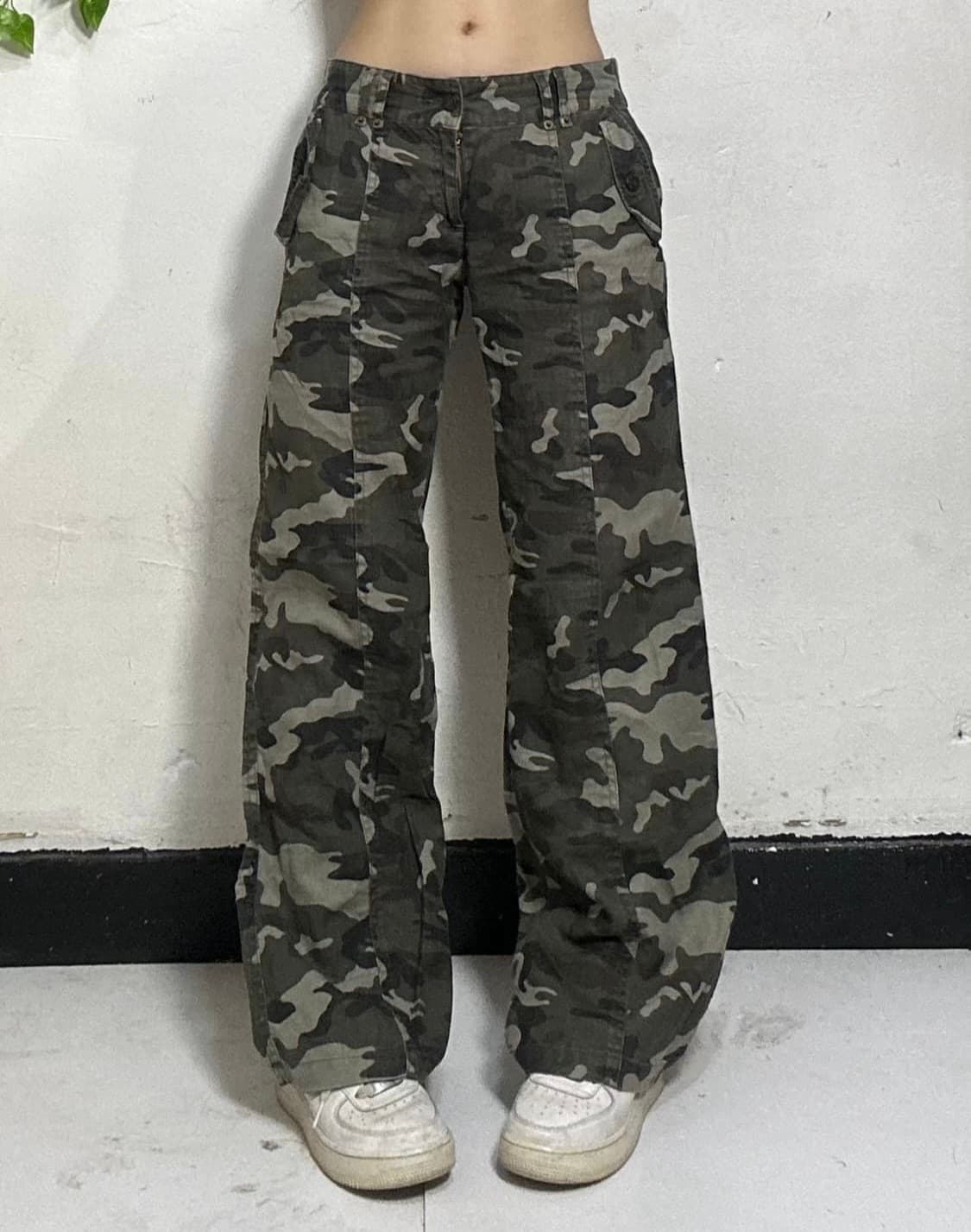 일본 빈티지 카키 카모 카고 와이드 팬츠 상품이미지1