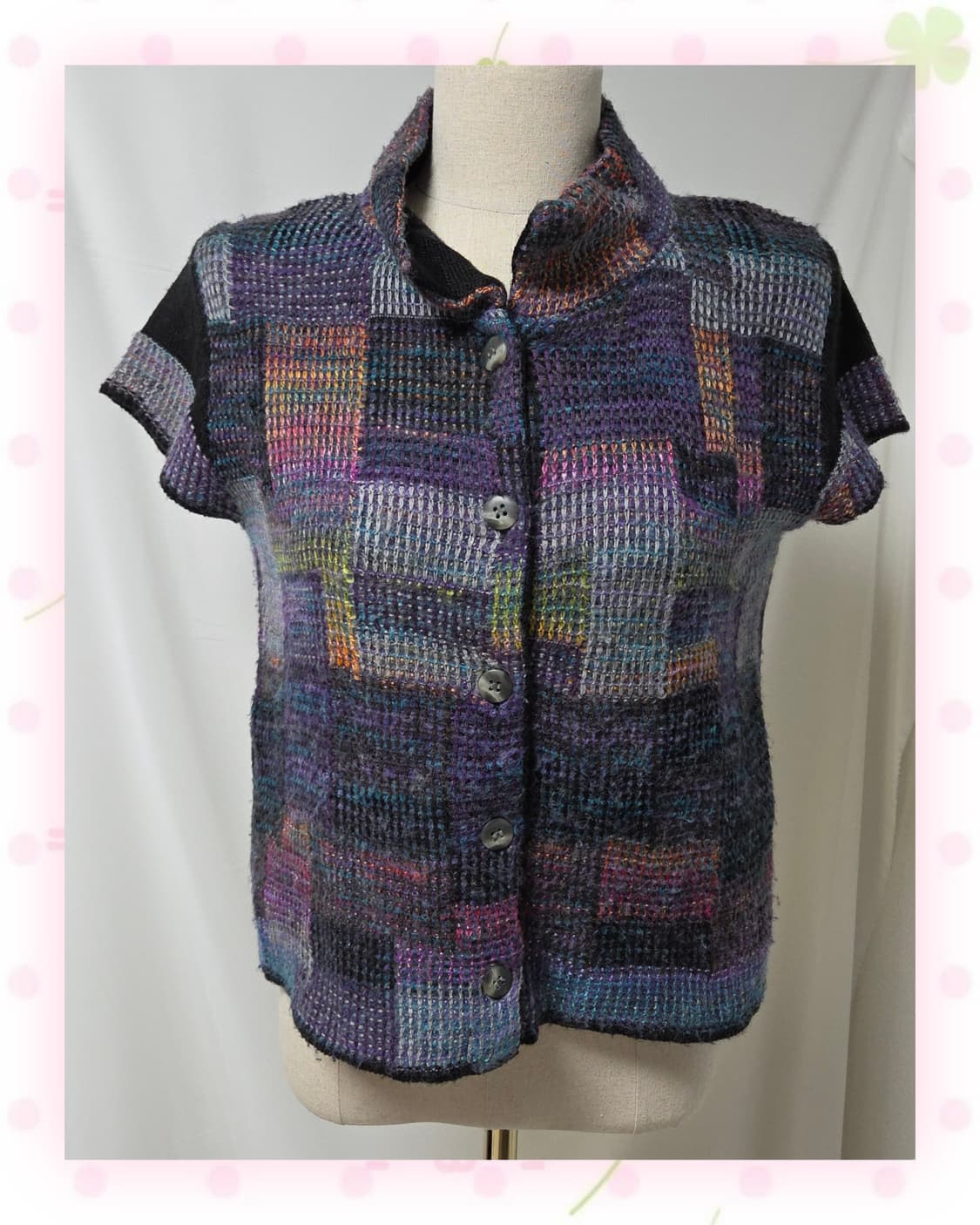 패치워크st 울혼방 반팔 가디건 상품이미지4