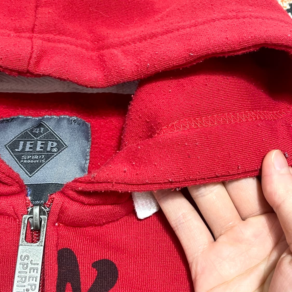 지프 헤리티지 스펠로고 레드 후드집업 남성L 상품이미지5