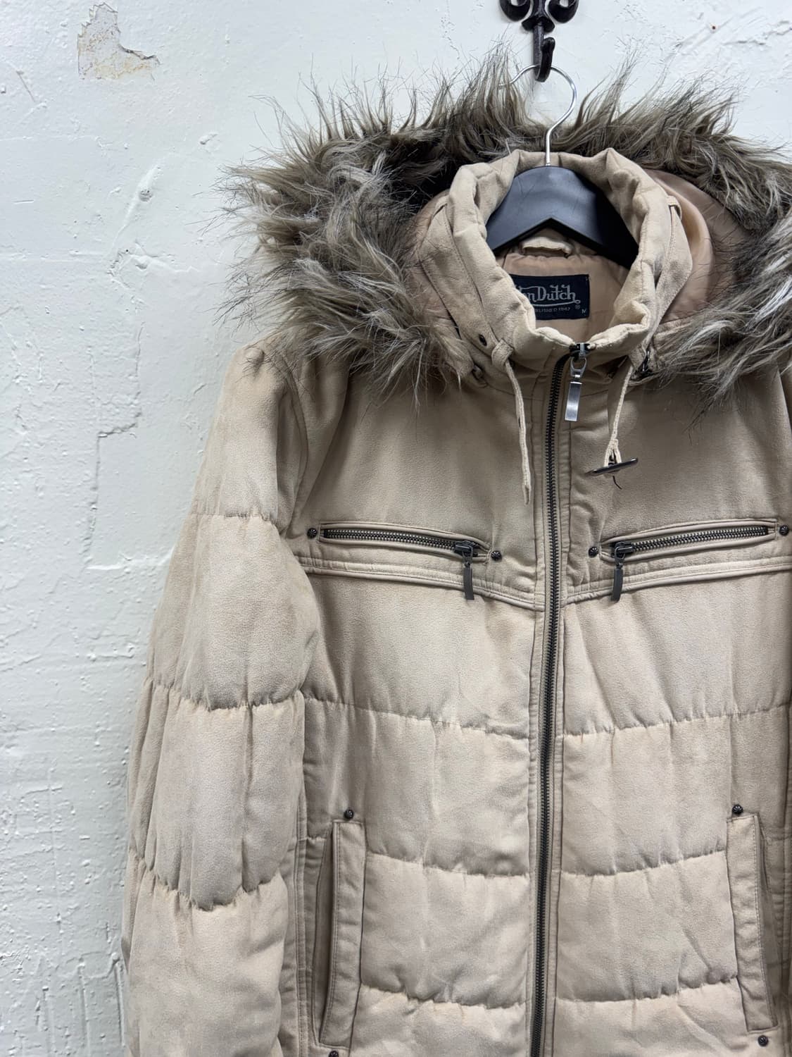 Von dutch 00s y2k trimming fur begie dow 상품이미지3