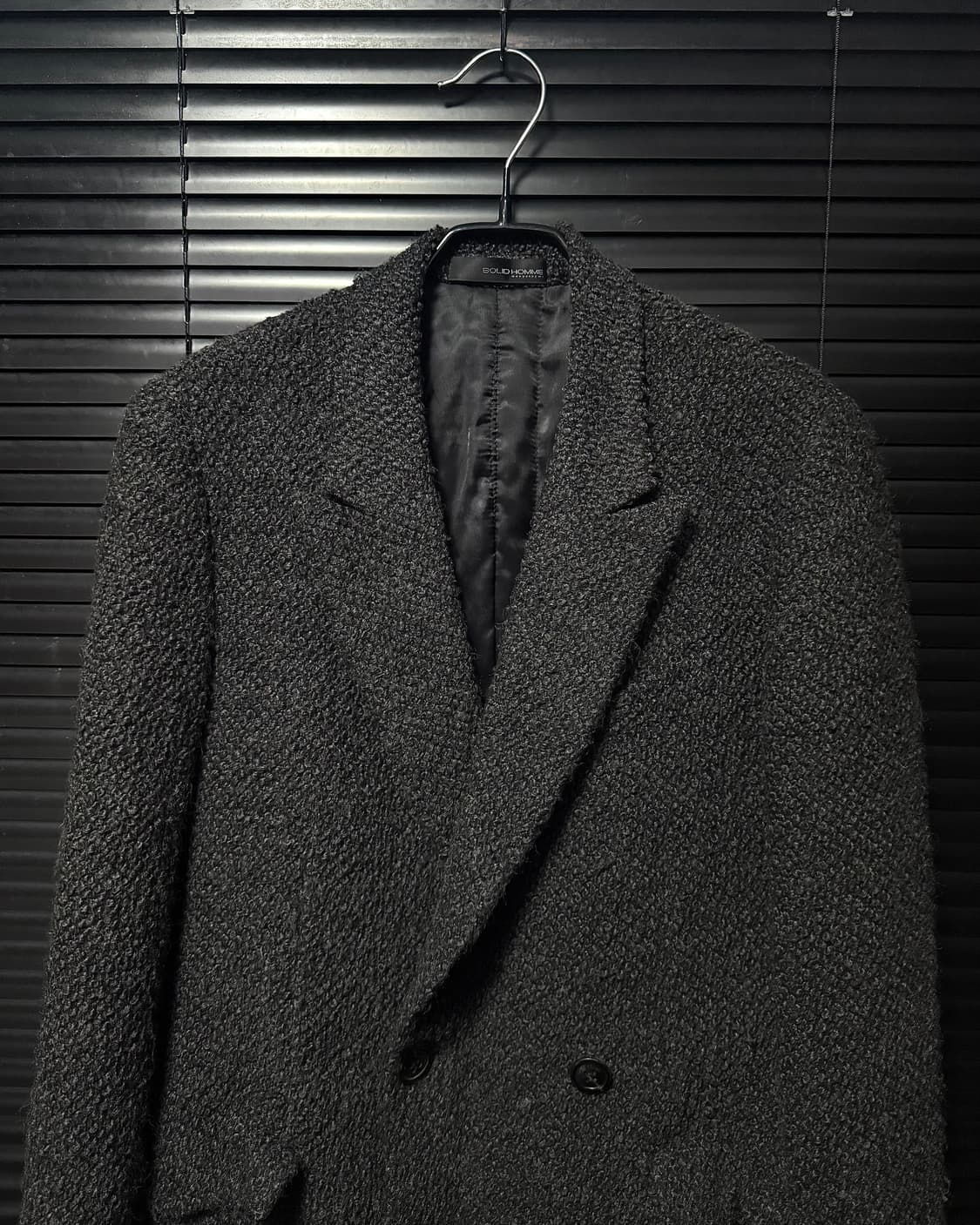 솔리드옴므 우영미 울 혼방 트위드 더블 코트 차콜 블랙 검정 48 100 상품이미지3