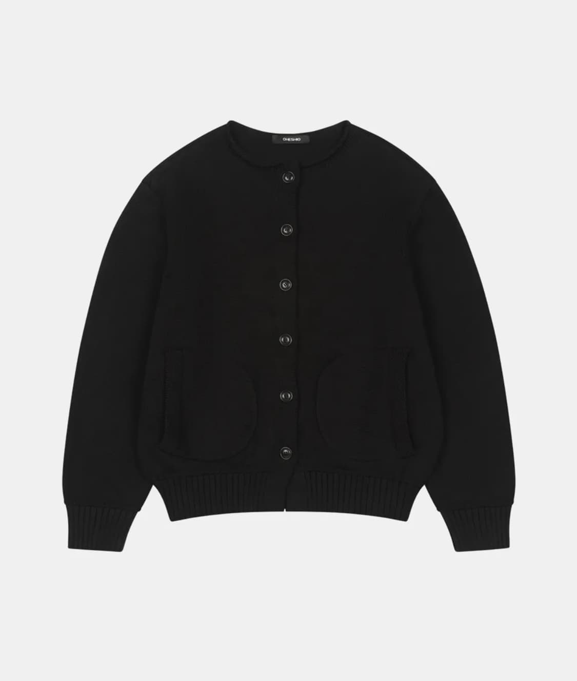 오헤시오 MOCK NECK BUTTON CARDIGAN, BLACK 상품이미지1
