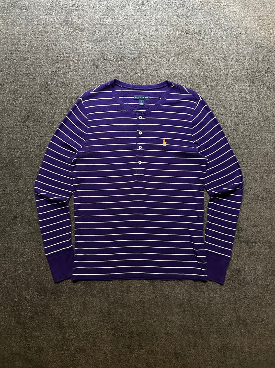 랄프로렌 퍼플 단가라 헨리넥 긴팔티 XL 상품이미지1