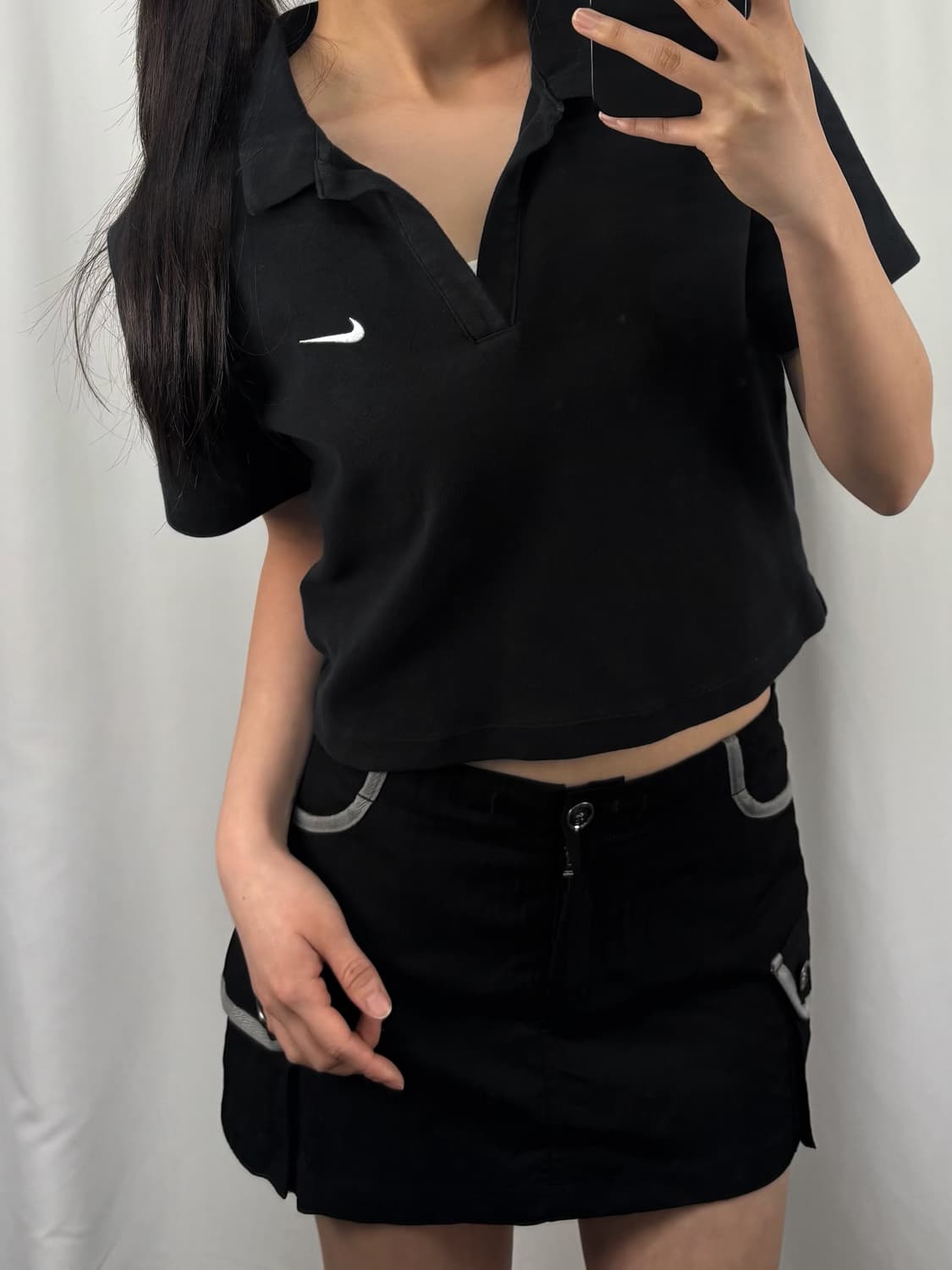 나이키 오픈 카라 크롭 반팔 상품이미지2