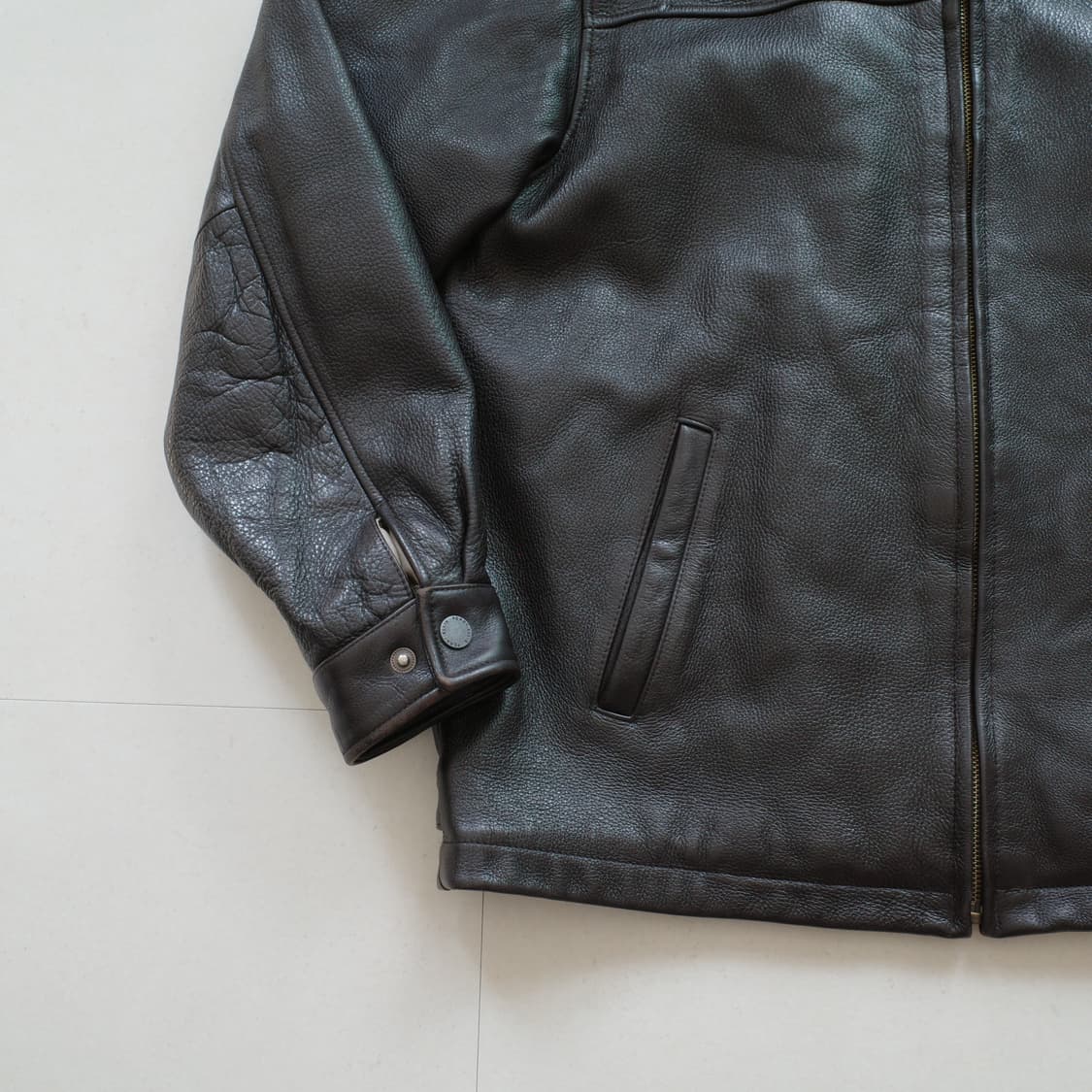 90s 페리엘리스 퀼팅안감 가죽 블루종 PERRY ELLIS  상품이미지4