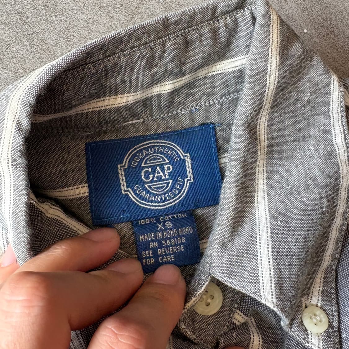 80년대 홍콩 생산 갭 그레이 스트라이프 셔츠 상품이미지6