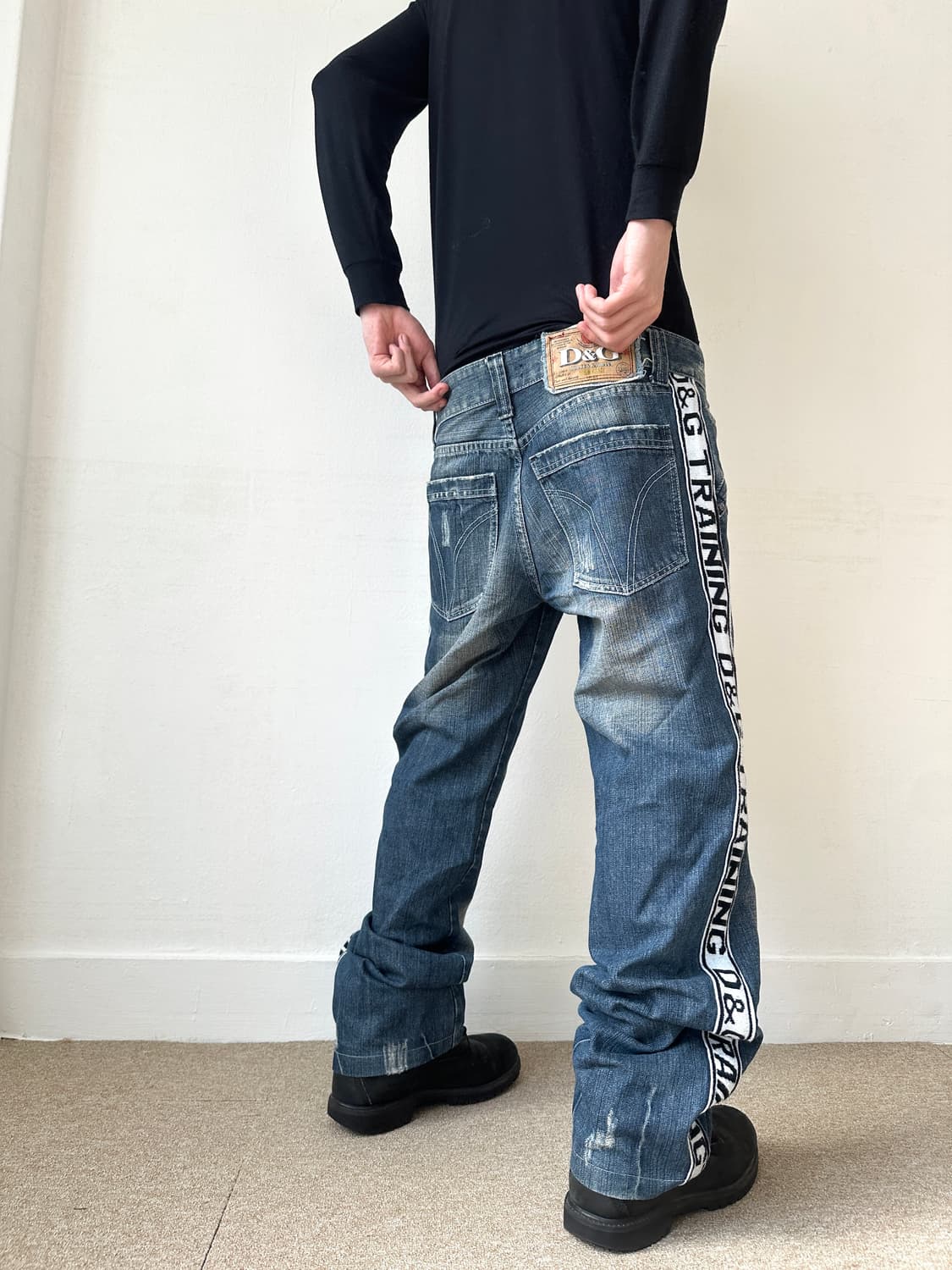 돌체앤가바나 2000s 사이드라인 로고 와이드 데님진 상품이미지3