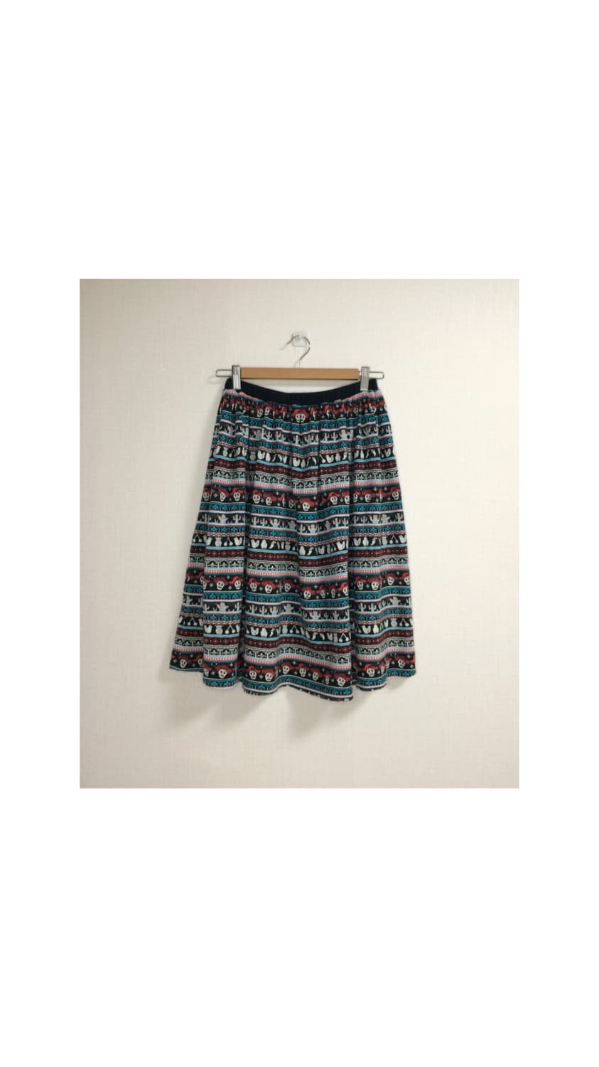 빈티지 스컬 패턴 프린팅 밴딩 스커트 상품이미지1