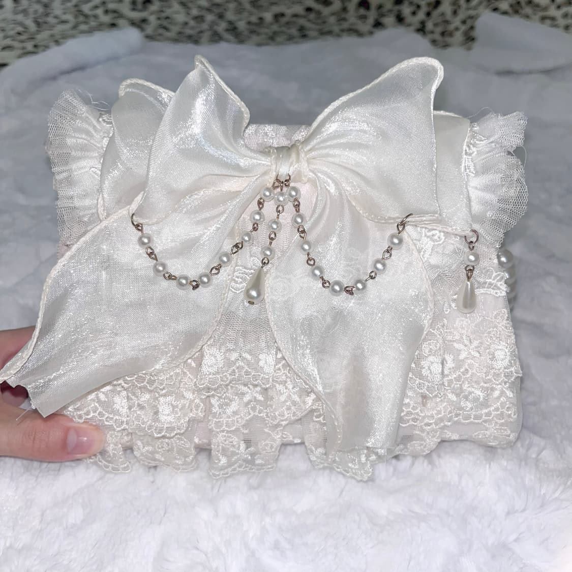 🎀 대대장 ♡ 유일매물 히메갸루 레이스 진주 리본 백♡ 상품이미지7