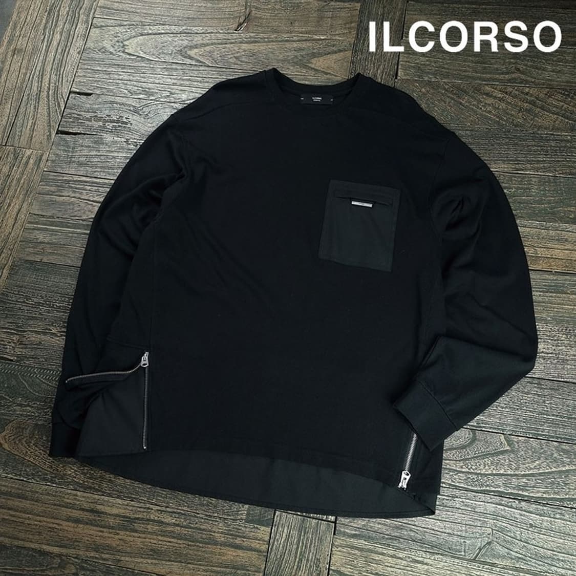 [일꼬르소] 22 S/S 오버사이즈 롱슬리브 긴팔티 블랙 M19913 상품이미지1